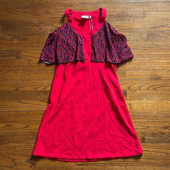 Vera Fishbaugh Red and Navy Dress NWT - Picture 1 of 5